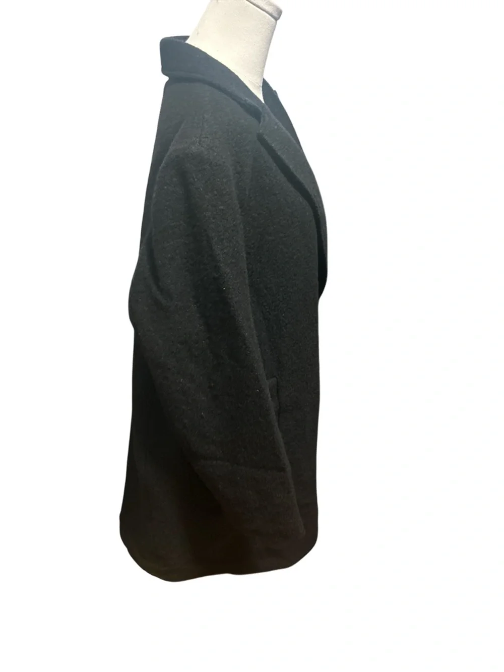 J.Crew Italian Boiled Wool Black Double Breasted Coat Size 18